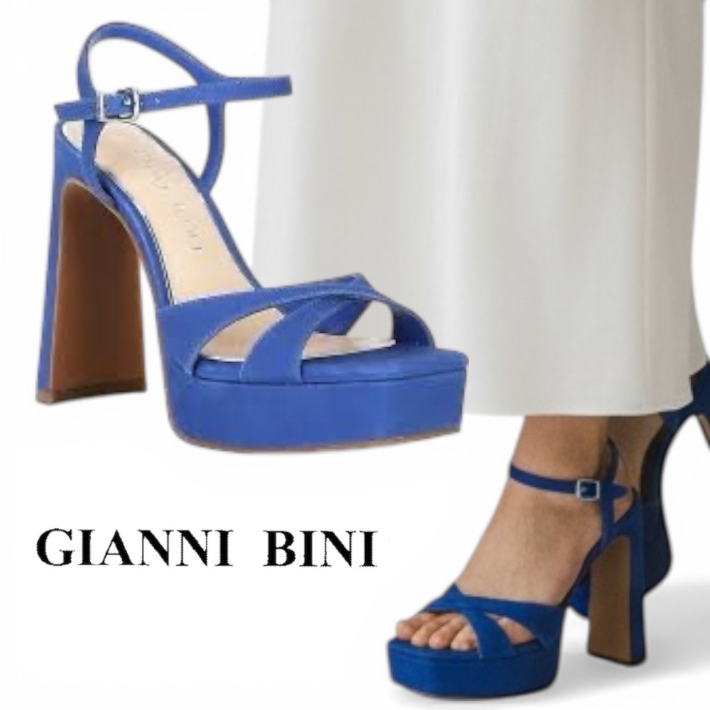 NWT Gianni Bini Halliday Sandals Women Blue Platform Heel Size 9
